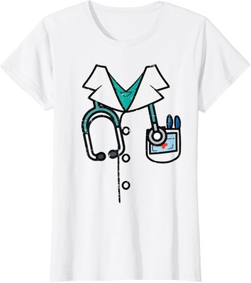 Doctor Costume Lab Coat Halloween Medical Ladies' Crewneck T-Shirt