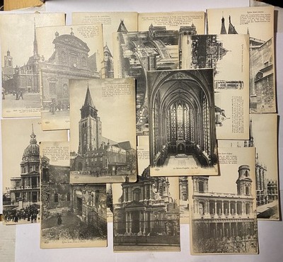 ELD Postcard Lot: 14 Paris Churches Cathedrals Gothic Baroque c1900-1910