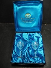 Pair of Boxed Bohemia Crystal Czech republic "Diana" Cut Glass liqueur