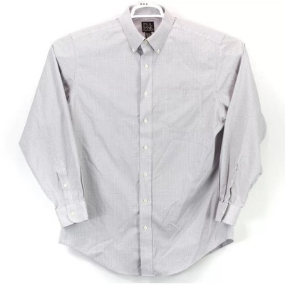 Jos A Bank Travelers Collection Shirt Mens 16.5 35 Tailored Fit Blue Micro Check