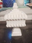 Vintage Westmoreland Pedestal Wedding Box Candy Dish with Lid White Milk Glass