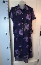 K & Company Purple Floral Dress Set S/S Jacket Cottagecore Classic 14WP