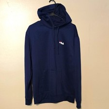 FILA Hoodie Sweatshirt Mens Size L Medium Navy Blue Pullover Kangaroo Pocket