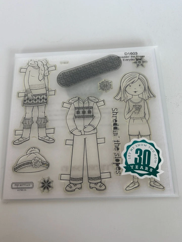 Conjunto de selos acrílicos CTMH My Acrylix triturando as encostas inverno menina snowboard esqui - Imagem 2 de 4