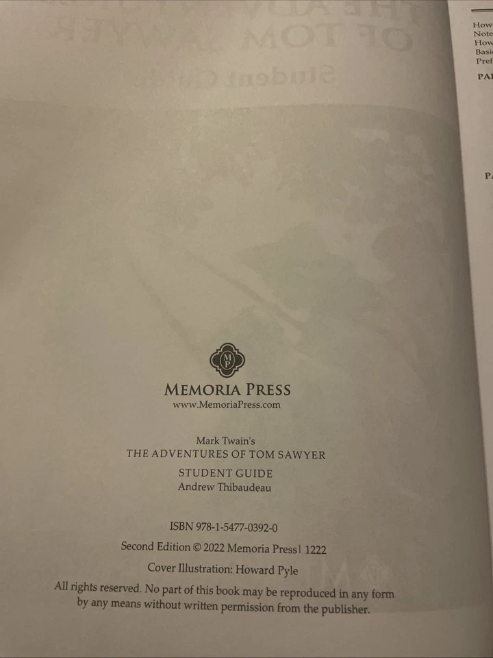 THE ADVENTURES OF TOM SAWYER  TEACHER GUIDE & STUDENT GUIDE Memoria Press - Image 3 of 4
