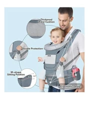 Ergonomic baby carrier with hip seat: soft baby carrier newborn from 7-45 Pounds