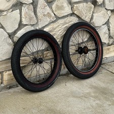 BMX 20in Steel Wheel Set Black Red Pair Front Rear for BMX Bike