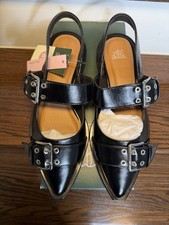 Women's Peyton Double Buckle Slingback Flats Black Sz. 6 1/2 NEW Wild Fable