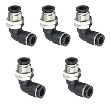 5Pcs Bulkhead Elbow 1/4" x 1/4" Tube OD Push to Connect Tube Fitting PLM-1/4 ...