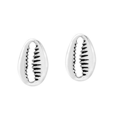 Beach Vibe Shoreline Cowrie Shell Sterling Silver Post Stud Earrings