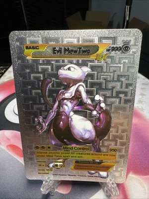 Pokémon Evil MewTwo Silver Foil Fan Art Card Hp399 Mind Control      