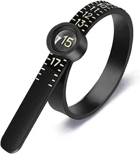 Reusable Ring Sizer with Magnified Glass, Measures Sizes 1-17 USA