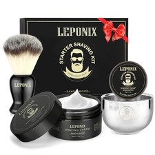 Mens wet shaving gift set soap brush bowl