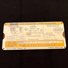DA-LITE Lens Projection Screen Calculator - 8mm, 16mm, Super 8, Slides 1974