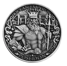 Mason Mint Lost City of Atlantis Poseidon Ocean Emperor 1 oz Antique SilverRound