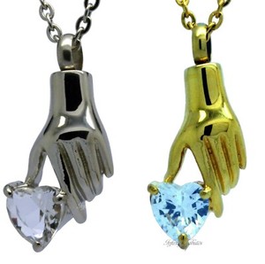 Authentic Heart in Hand Cremation Ashes Urn Pendant Memorial Keepsake Necklace Engraved
