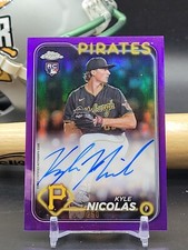 Kyle Nicolas 2024 Topps Chrome RA-KN RC Auto Purple Refractor /250 SP PIT (CBNG)