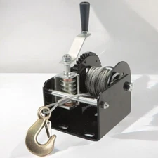 HAND WINCH 1 Ton Capacity Portable Worm Gear Crank Trucks Trailers Towing Mount