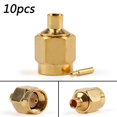 10Pcs Connector SMA Male Plug Solder RG402 0.141'' Semi-rigid Cable Straight