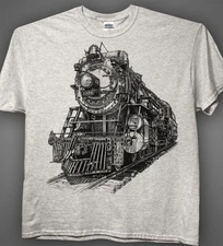Steam Train Ash Grey T-shirt -- Crescent Limited Ps-4 Locomotive #1396