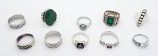 Set of 10 Sterling Silver Rings Various Stones Sizes Total Weight 64.5 Grams