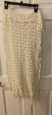 Unbranded Ivory Infinity Knit Scarf With Fringe