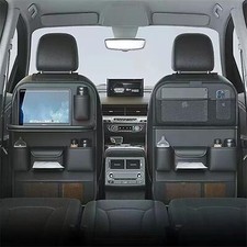 Pu Leather Car Seat Organizer With Foldable Table Tray Backseat