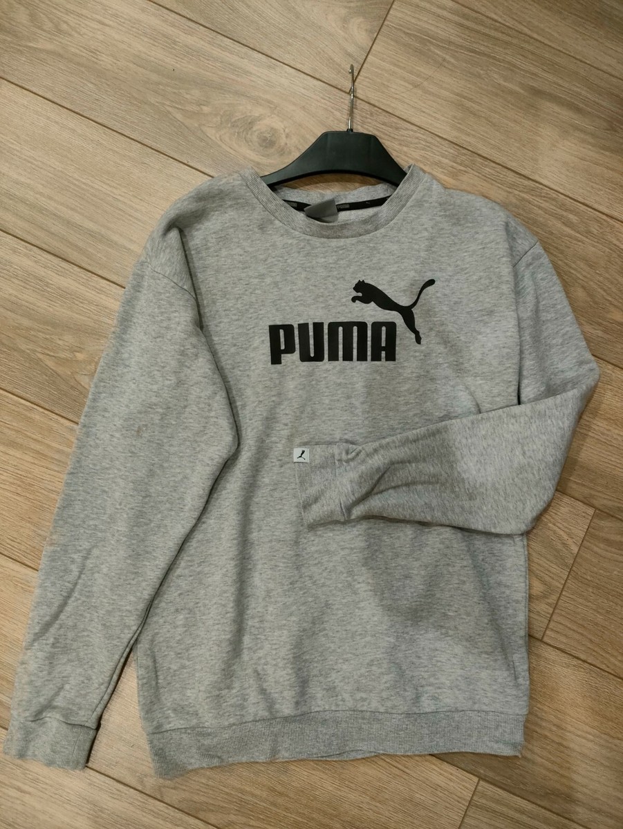 Puma Women's Core Crew Sweatshirt Grey/ Black Logo UK 8 | eBay UK