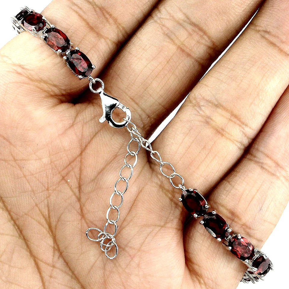 PULSERA TIGRE GRANATE RODOLITA CON DETALLES CIRCONITA CÚBICA PLATA ESTERLINA .925/14K WGP 7.5 Foto 3 de 3