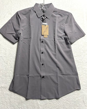 PJ Paul Jones Men's Purple/Grey Button Up Polyester Blend Small Shirt C8