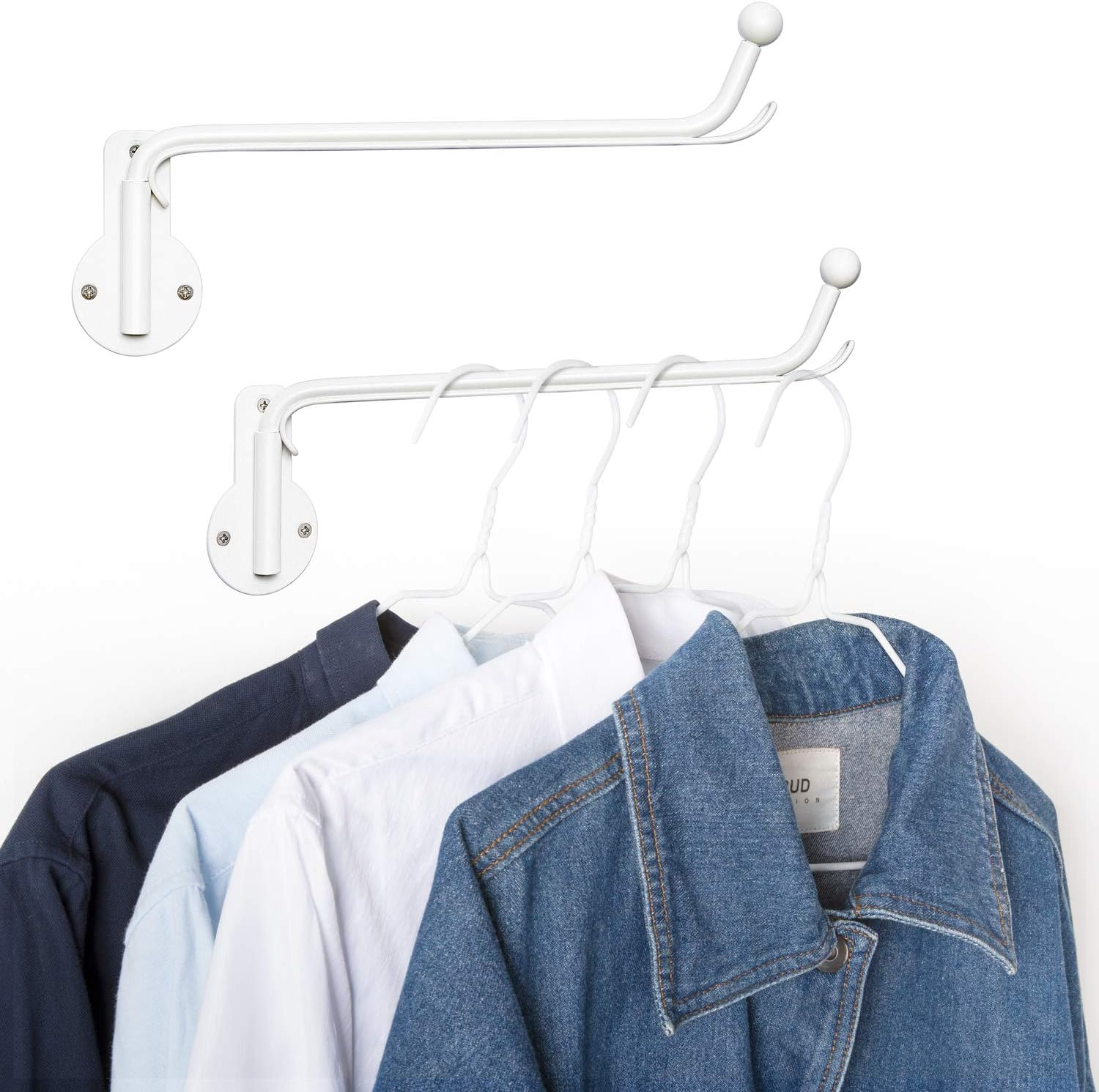 Wall Mounted Swing Arm Clothes Hanger Valet Hook for Laundry & Clothing
