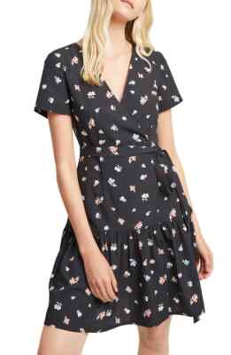 Women's French Connection Frida Arimose Crepe Faux Wrap Dress, Size 2 - Blue