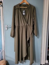 BNWT Yours Size 20 Green Long Sleeve Wrap Style Dress (424/84/v)