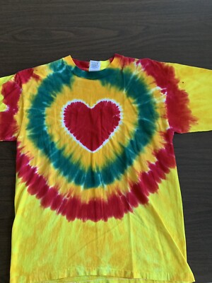 Heart Tie Dye Shirt - Unique Tie Dye Shirt - Unusual Tie Dye - Size Large Only