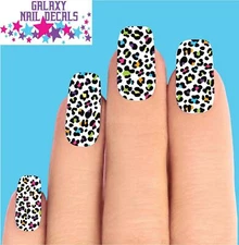 Waterslide Full Nail Decals - Set of 10 Colorful Leopard Print Spots