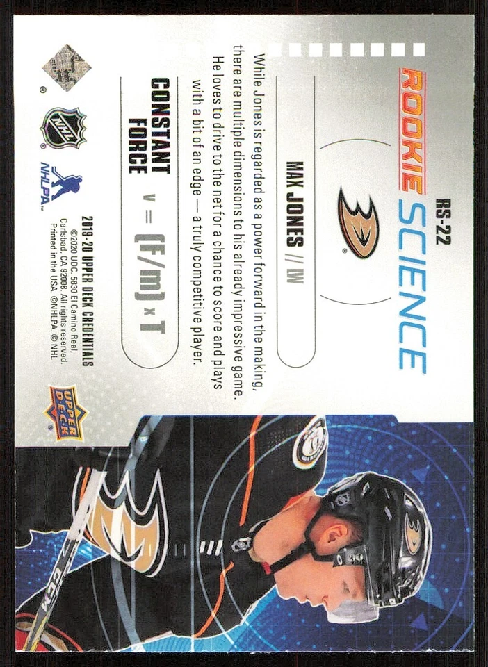 2019-20 Upper Deck Credentials Rookie Science #RS22 Max Jones - Image 2 of 2
