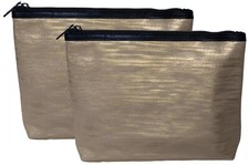 2 x LANCOME Makeup Bag Golden Metallic Rose Gold Pouch Cosmetic Case New - set