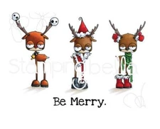 New Stamping Bella Rubber Stamp Christmas Winter ODDBALL REINDEER SET