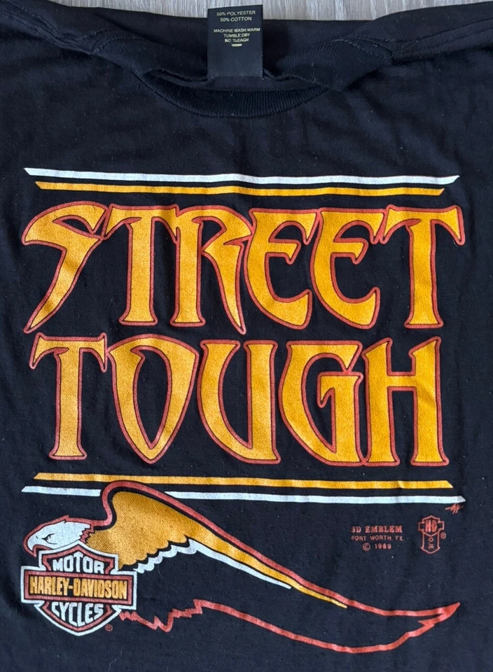 Camiseta De Colección Dead-stock Años 80 Harley Davidson Emblema 3D 50/50 Hecha en EE. UU. Foto 4 de 4