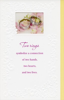 Large WEDDING Card FOR NEWLYWEDS, Two Rings by American Greetings + Envelope