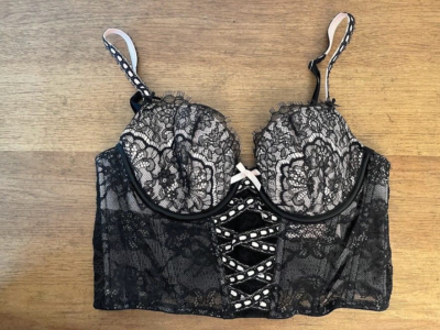 Victoria's Secret Black Lace Pink MEDIUM Dream Angels Lightly