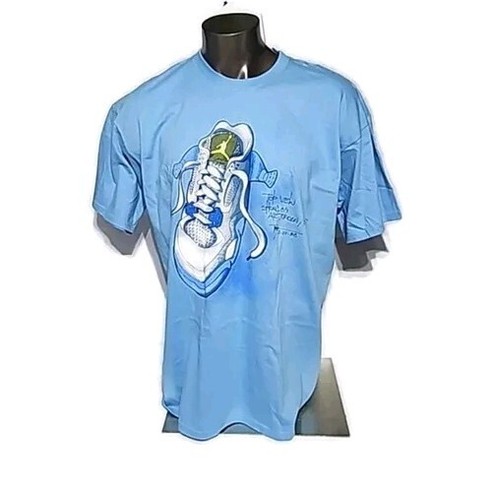Air Jordan, Vintage Air Jordan 4 retro T-shirt SZ XL 2006 mist Blue Gray 109066 Sneaker Rare