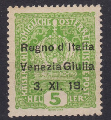 OCCUPATIONS VENICE GIULIA 1918 5 HELLER N.2 G.O MH*
