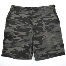 Rothco Cargo Shorts Men's BDU Gray Woodland Camo Army Adjustable Waist EUC
