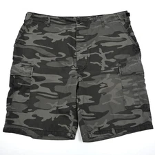 Rothco Cargo Shorts Men's BDU Gray Woodland Camo Army Adjustable Waist EUC