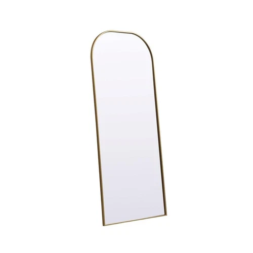 Elegant Decor Blaire 28x66" Arch Modern Wood/Iron Full Length Mirror in Brass - Picture 3 of 8