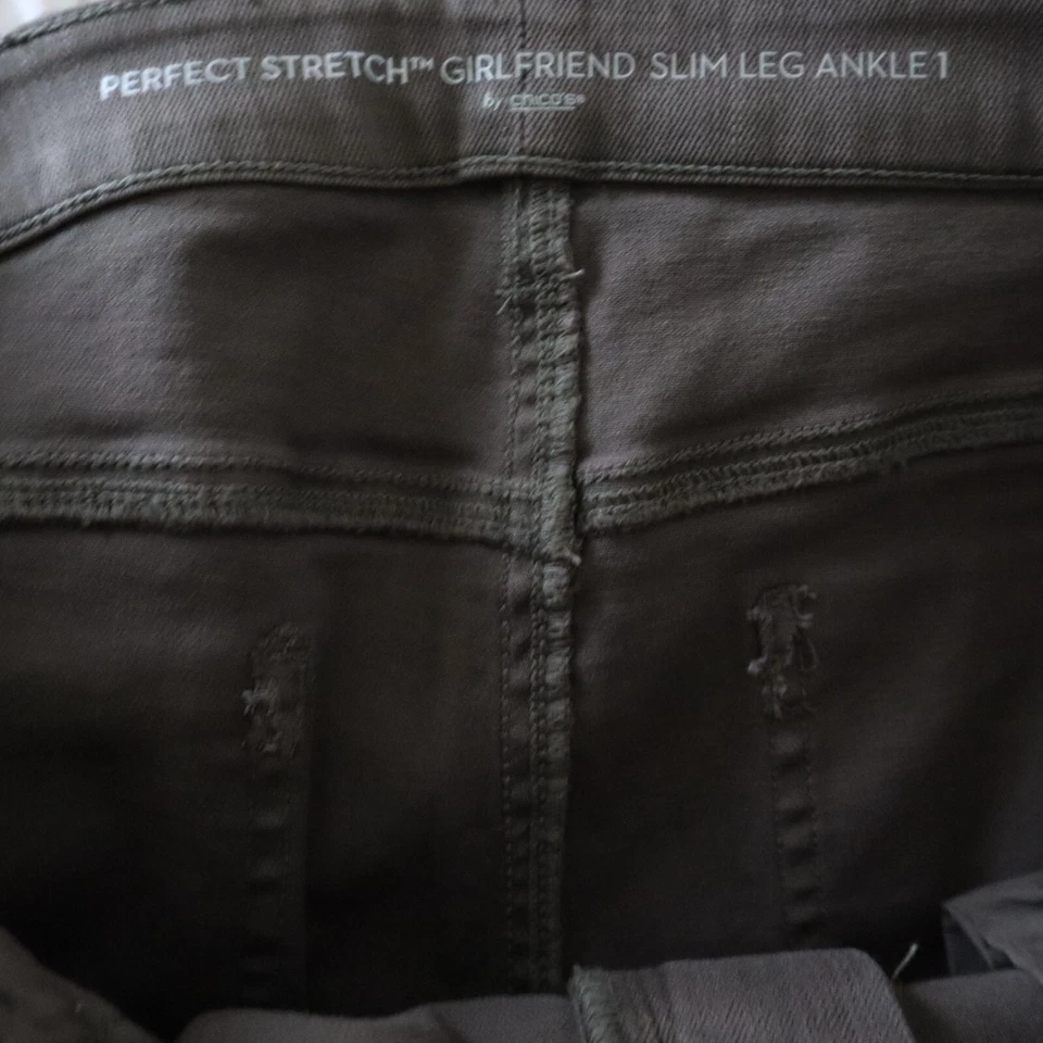 Chico's Perfect Stretch Girlfriend Slim Leg Ankle Gray Brown Jeans Size 1 - Image 4 of 4
