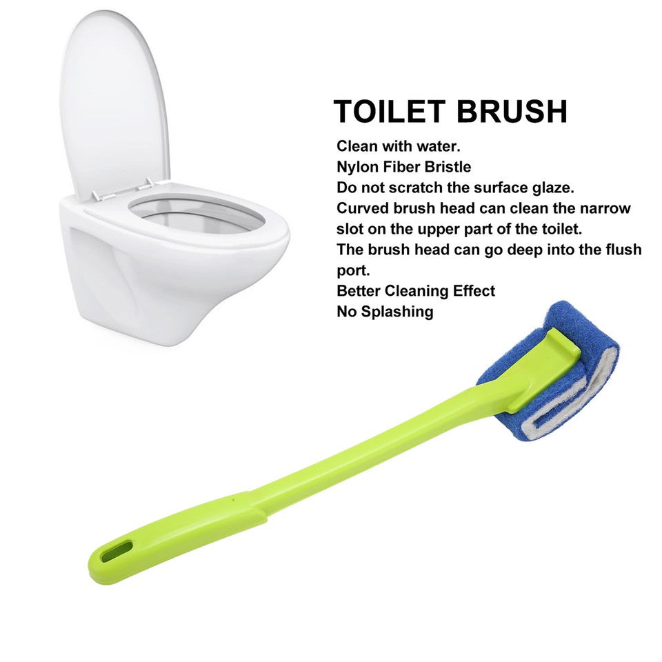 (Green)Toilet Brush Cleanser Bristle Curved Design Bathroom Cleaning