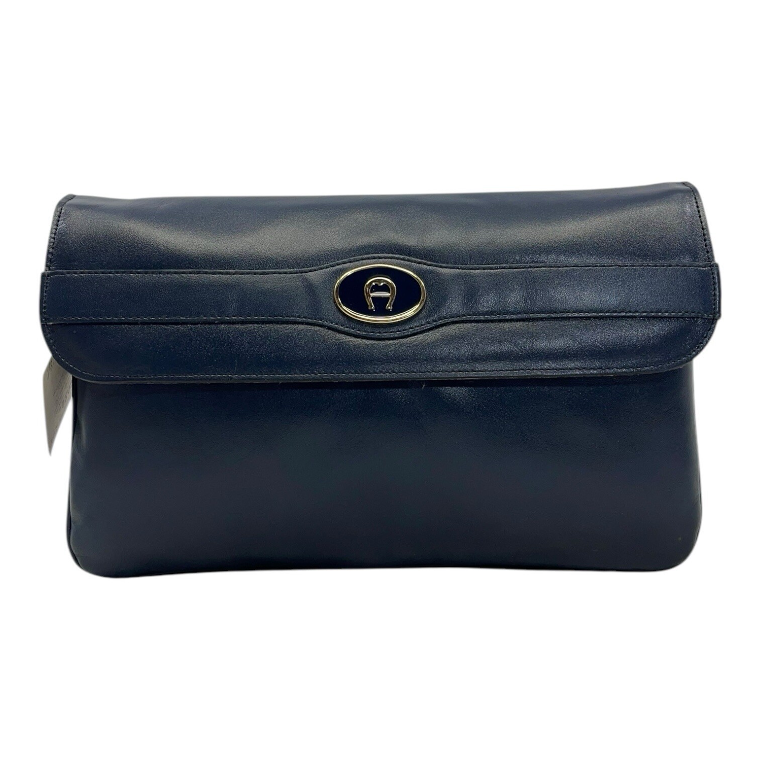 Vintage 60s 70s ETIENNE AIGNER Leather Clutch Bag Handbag Convertible NOS NAVY image 4
