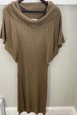 Calvin Klein Sweater Dress Size Large Brown Taupe Excellent Condition
